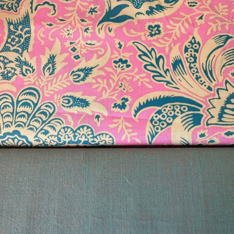 HALF METRE DUO: Kaffe Fassett x Morris & Co 'Indian' Opera + Kaffe Fassett 'Shot Cotton' Galvanized