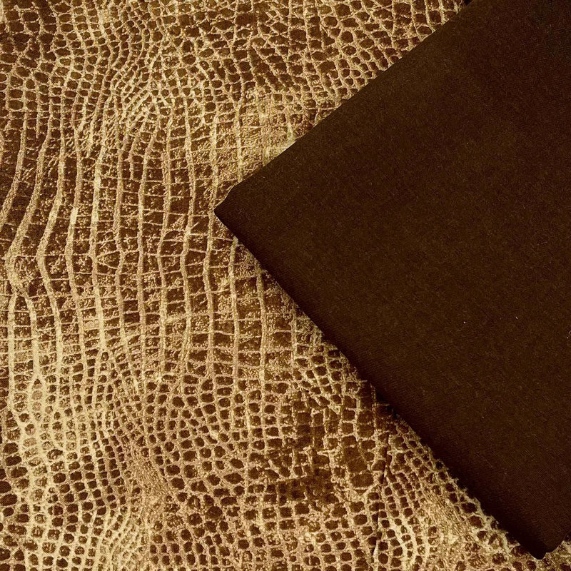 HALF METRE DUO: Tim Holtz 'Worn Croc' Murky + 6oz Water-Resistant Cotton Drill in Mahogany