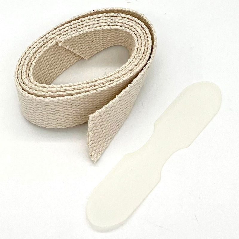 SPECIAL BUY: 1m Cotton Webbing + Mylar 'Bag Handle End' Template: CREAM