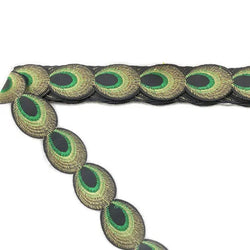 ADHESIVE RIBBON: Peacock Design: PRECUT 5 yards: GREEN colour
