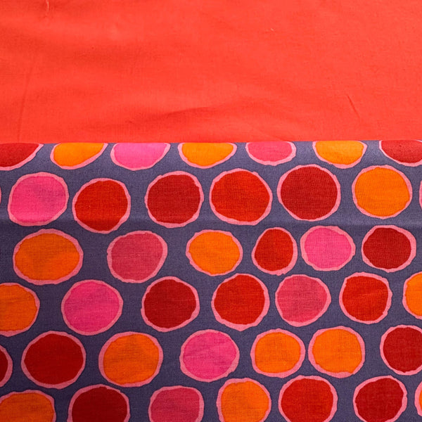 HALF METRE HEAVEN: 1/2m Duo: Kaffe Fassett Collective | February 2025 'Penny-wise' PWGP206 Red + Hot Tomato Plain