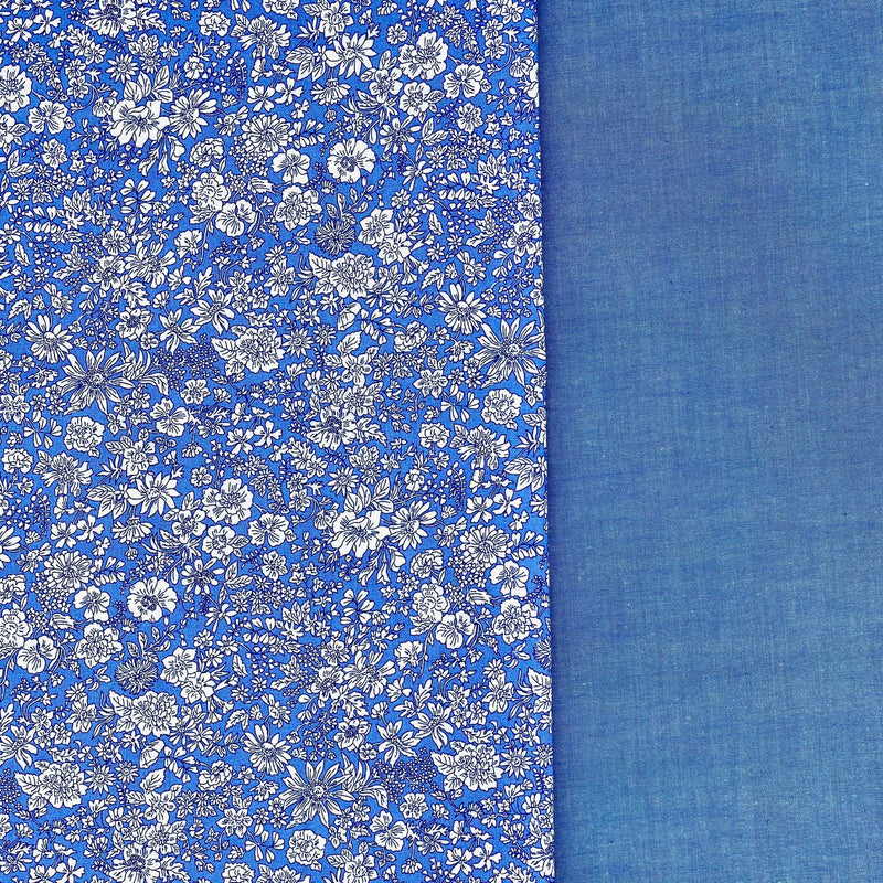 HALF METRE DUO: Liberty | Emily Belle: Marine Blue 409A + Yarn Dyed Cotton Chambray in Royal