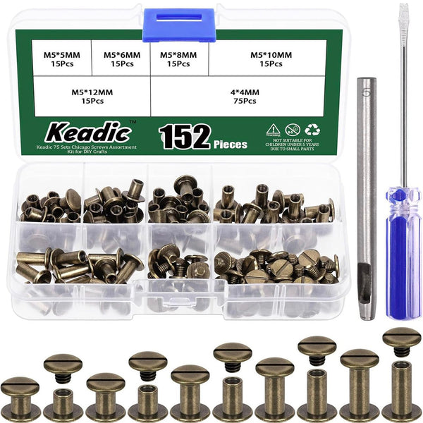 HARDWARE: 152pcs Chicago Screws Rivet Set (including Screwdriver and Punch) in Antique - Delayed Dispatch