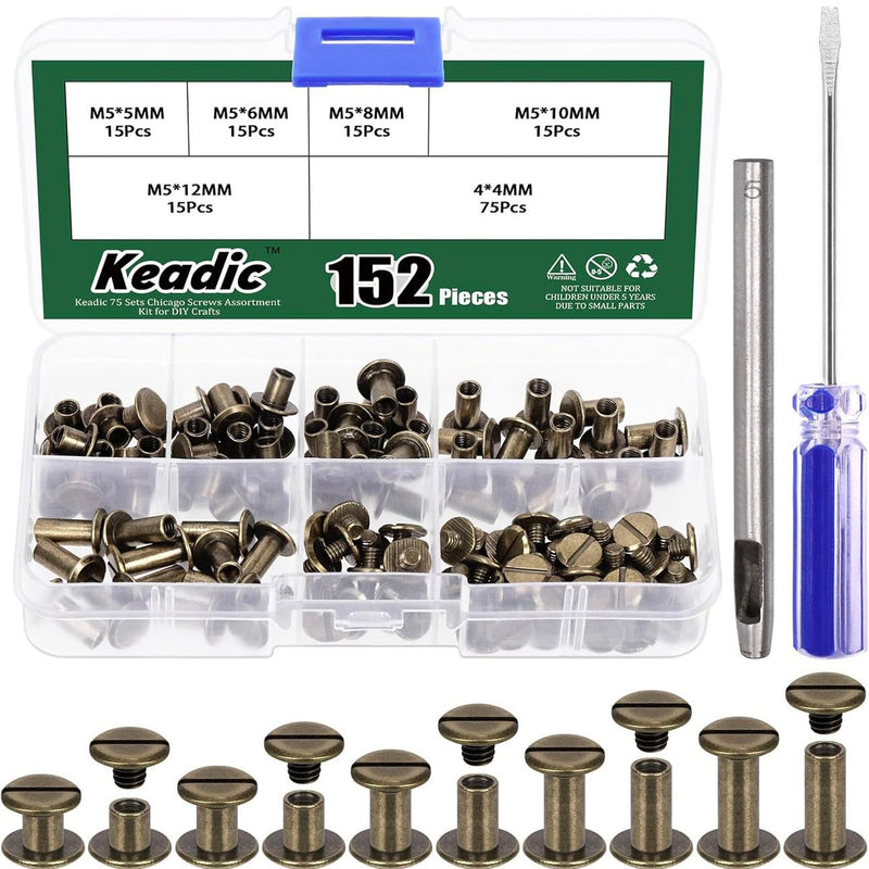 Chicago Pin Rivet HARDWARE: 152pcs Chicago Screws Rivet Set (including Screwdriver and P ...
