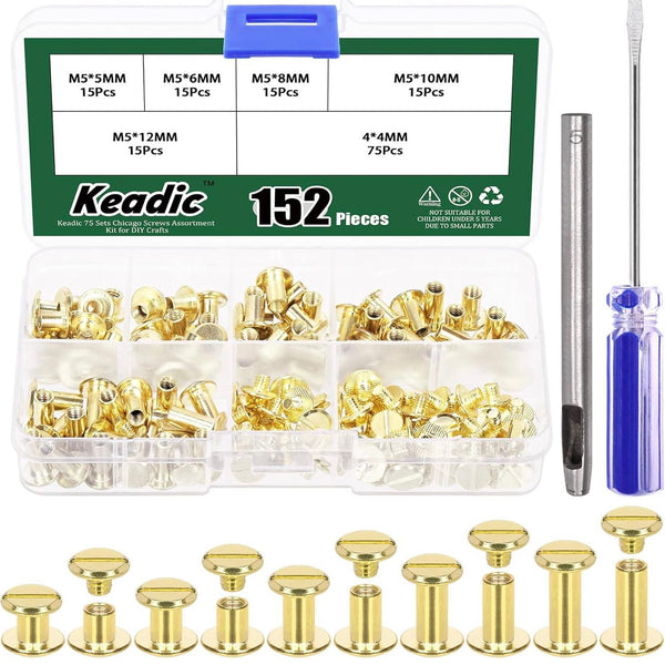 HARDWARE: 152pcs Chicago Screws Rivet Set (including Screwdriver and Punch) in Gold - Delayed Dispatch
