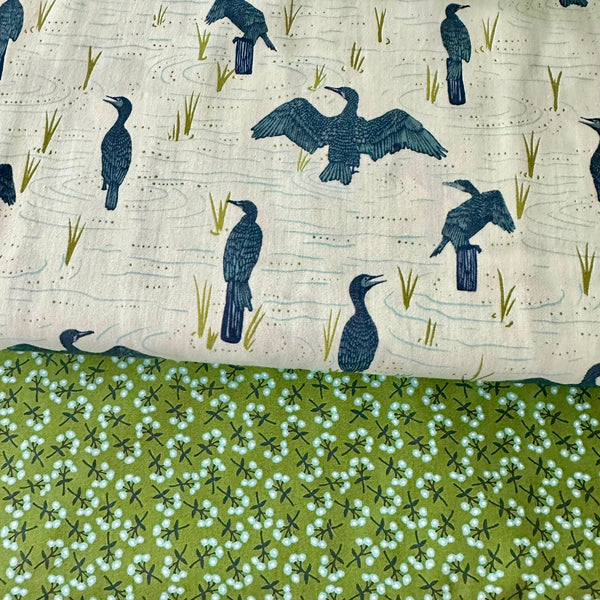 PERFECT PAIRING: Art Gallery Fabrics 1/2m Duo: 'Bird Watching Serene' AGFTOB20903 + 'Sweet Floret Graze’ AGFFLFS95905