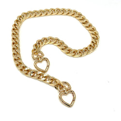 HARDWARE: Aluminium Alloy Handbag / Purse Chain (approx 55cm / 22”) with HEART SHAPE Clip Attachments: Light Gold colour