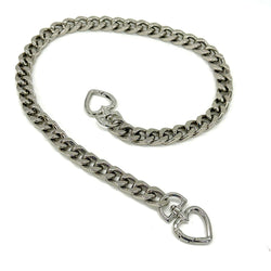 HARDWARE: Aluminium Alloy Handbag / Purse Chain (approx 55cm / 22”) with HEART SHAPE Clip Attachments: Nickel Silver colour