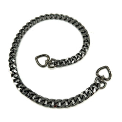 HARDWARE: Aluminium Alloy Handbag / Purse Chain (approx 55cm / 22”) with HEART SHAPE Clip Attachments: Gunmetal Black colour