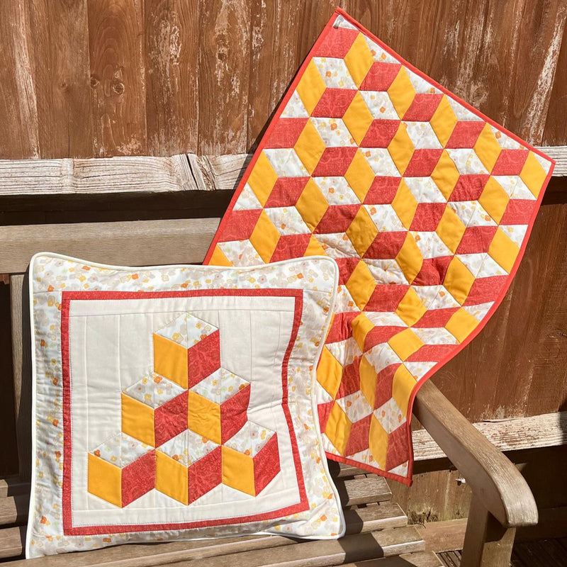 INSTRUCTIONS: Tumbling Blocks Cushion and Mini Quilt: PRINTED VERSION