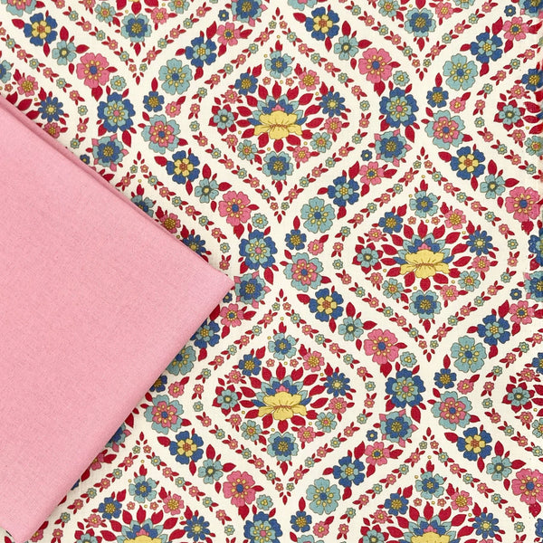 PERFECT PAIRING: 1/2m Tilda | Wallflower Collection: 100618 'Bianca' Red + 1/2m Blush plain