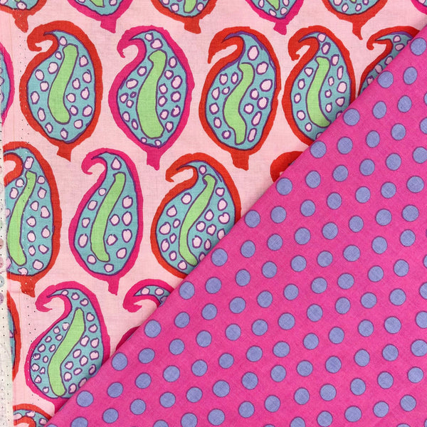 PERFECT PAIRING: 1/2m Duo: Kaffe Fassett Collective 'Pasha Paisley' Pink + 'Spot' Shocking