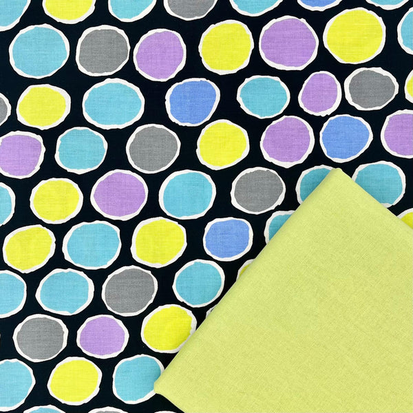 PERFECT PAIRING: 1/2m Duo: Kaffe Fassett Collective 'Penny-wise' PWGP206 Contrast + Apple plain
