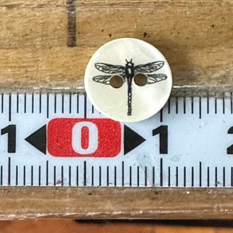BUTTONS: *TRIO* of DRAGONFLY Shell Buttons: Two-Holed, 11.5mm Diameter