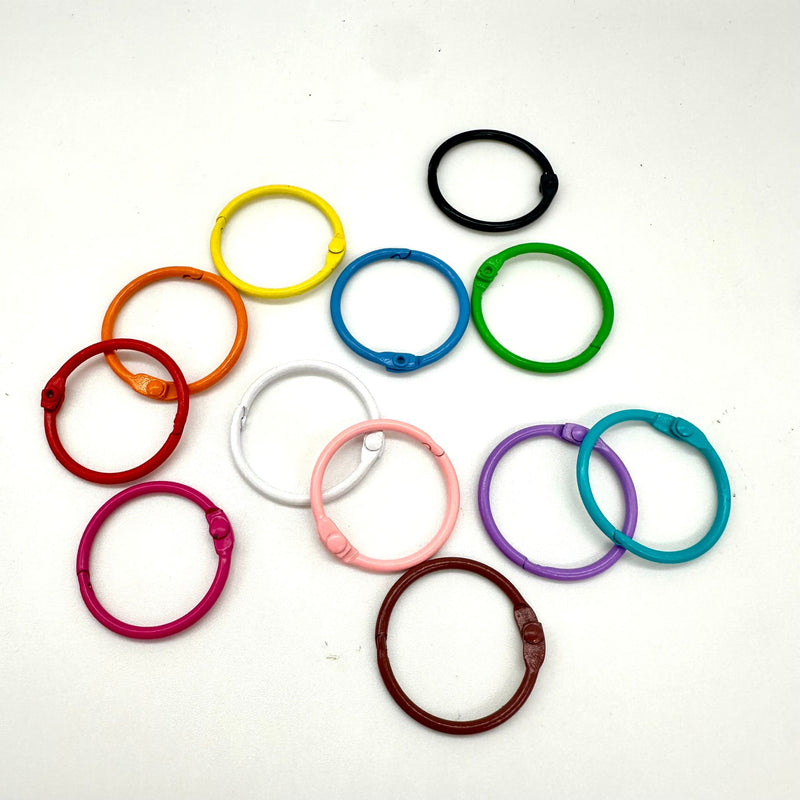 HARDWARE: Pack of 12 Colourful HINGED Key Rings (Colours May Vary)