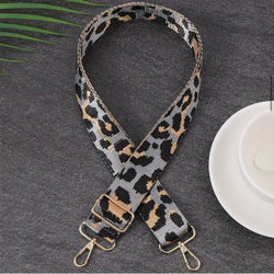 HARDWARE: ONE Adjustable 38mm/1.5" Wide Bag Strap with Lobster Clasp Attachment: GREY LEOPARD Print - Delayed Dispatch