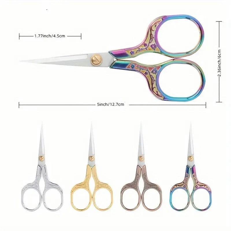 Instructions WITH SCISSORS: 'Any Size Scissor Case' Printed Pattern + 5" Floral Detail Embroidery Scissors (colour will vary)