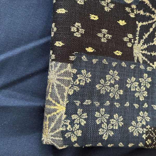 Half Metre Heaven: Sevenberry for Robert Kaufman | Nara Homespun 'Sashiko Patchwork' 88501D1-1 DARK INDIGO with Midnight plain