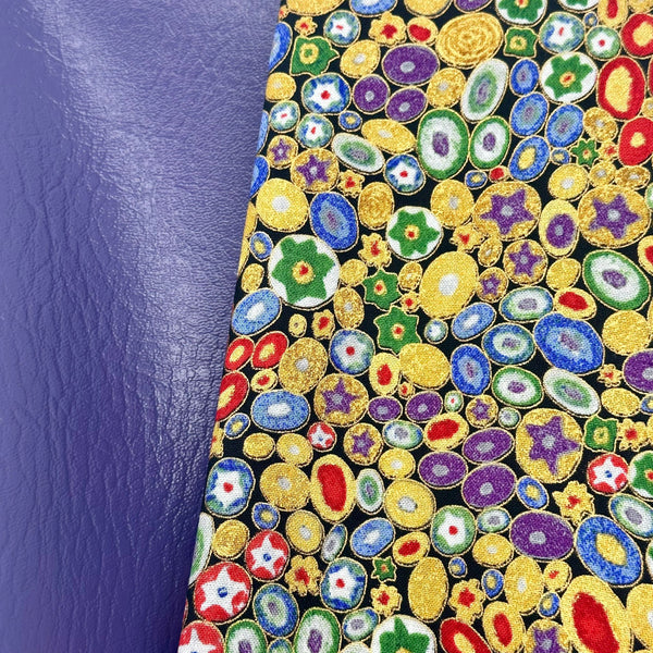 PERFECT PAIRING: 1/2m Duo: Robert Kaufman Fabrics | Gustav Klimt SRKM-17183-205 MULTI + Purple PU Faux Leather