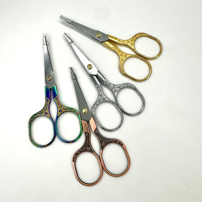 Instructions WITH SCISSORS: 'Any Size Scissor Case' Printed Pattern + 5" Floral Detail Embroidery Scissors (colour will vary)