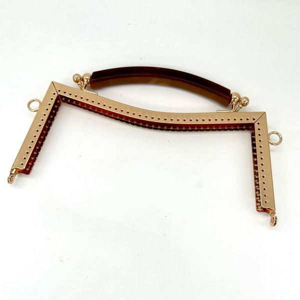 HARDWARE: 20cm / 8" Faux Tortoiseshell Bag Frame: Rose Gold colour