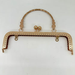 HARDWARE: Square Handbag Frame with Flower Handle: 20cm Light Gold colour