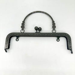 HARDWARE: Square Handbag Frame with Flower Handle: 20cm Gunmetal colour