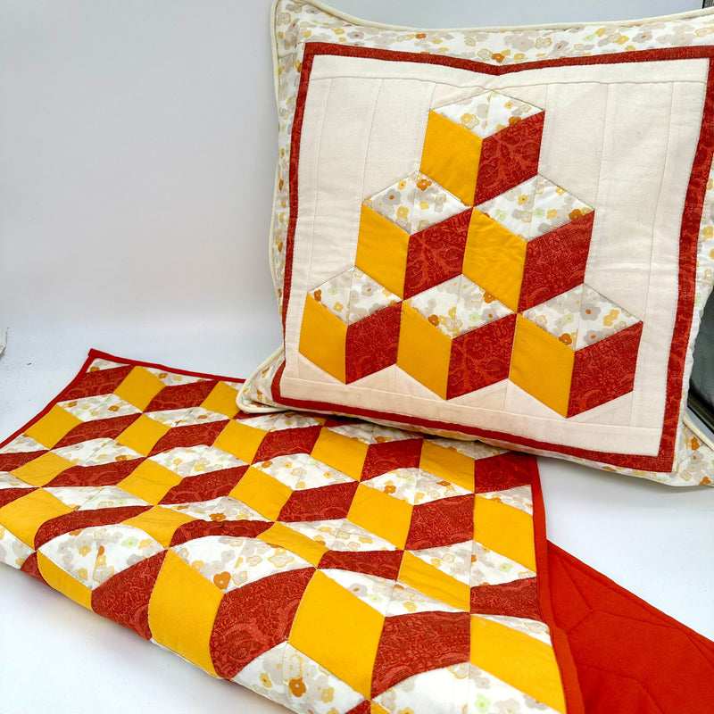 INSTRUCTIONS: Tumbling Blocks Cushion and Mini Quilt: PRINTED VERSION