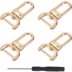 HARDWARE: FOUR ¾" / 19mm Swivel Snap Hooks with D Ring Attachment Points: Light Gold colour