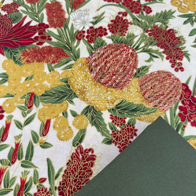 Half Metre Heaven: Leesa Chandler | Under The Australian Sun 'Floral' Red Ivory 0013 1 with Moss