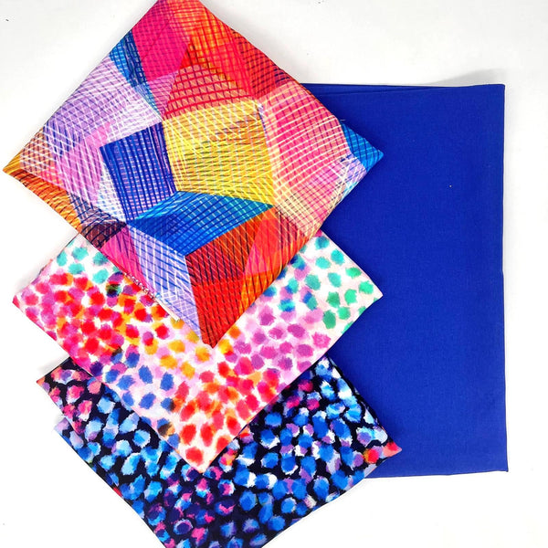 FABRIC BUNDLE: FQ Trio Rachel Parker for Dashwood Studio | Chroma RAYON + 1/2m Royal blue plain