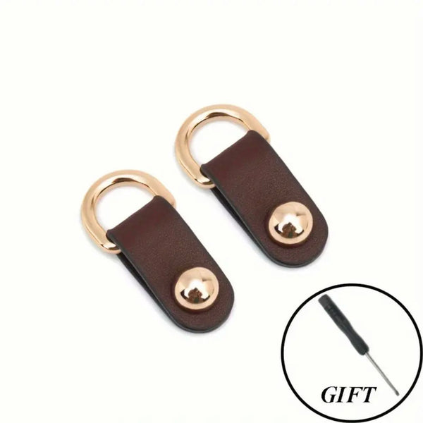 HARDWARE: PU / Faux Leather D Ring Rivets: ONE PAIR (2pcs): Dark Coffee colour
