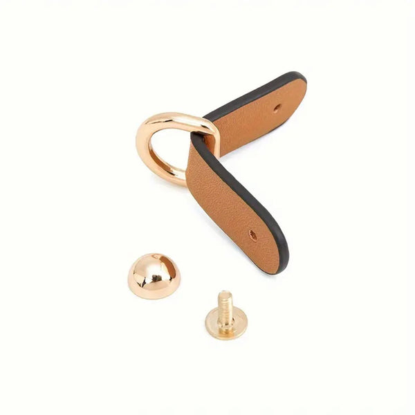 HARDWARE: PU / Faux Leather D Ring Rivets: ONE PAIR (2pcs): Dark Coffee colour