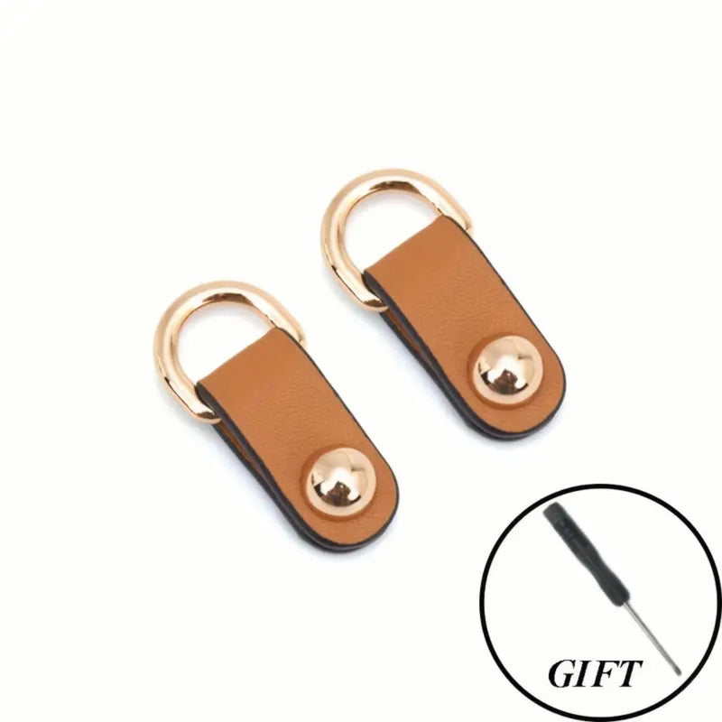 HARDWARE: PU / Faux Leather D Ring Rivets: ONE PAIR (2pcs): Tan colour