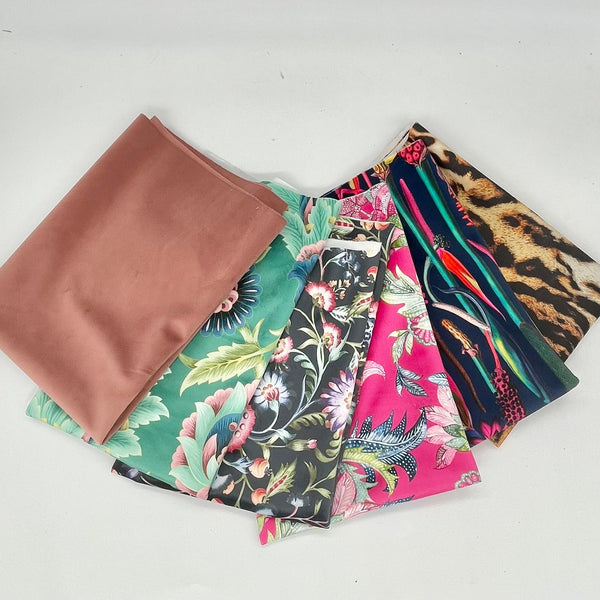 FAT QUARTER BUNDLE: 6 x FQ Chatham Glyn Velvet: 5 Prints, 1 Plain option