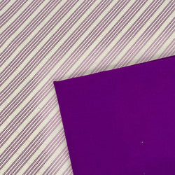 PERFECT PAIRING: 1/2m Duo: Tilda | Tea Towel Basics 'Cantucci Stripes' Plum + Makower | Spectrum Cotton Solids 2000 in L65 Forest Fruits