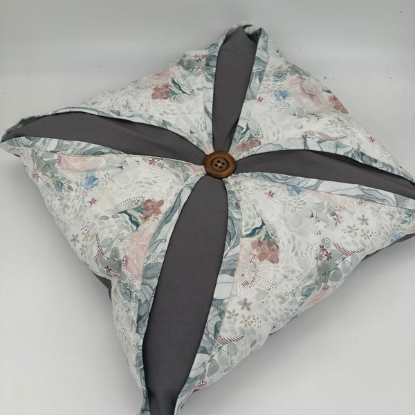 SAMPLE SALE: 9C: Reversible Cathedral Window Style Cushion: ft Shell Rummel fabrics