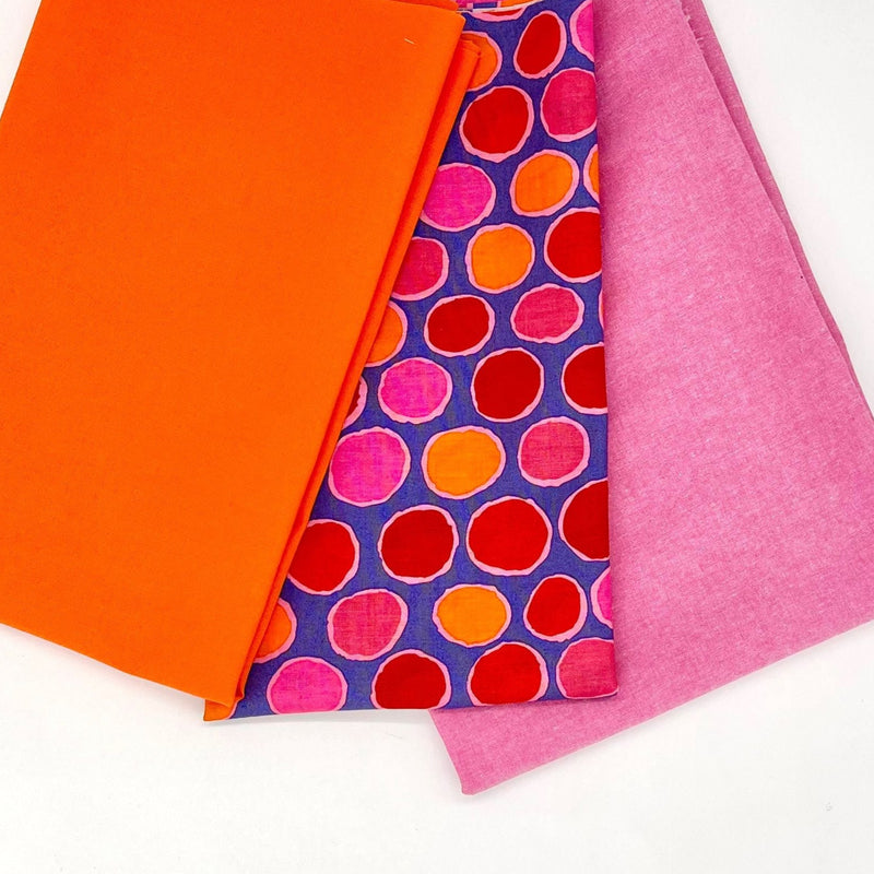 FABRIC KIT: Tutti Frutti Quilt: Kaffe Fassett Collective 'Penny-wise' PWGP206 Red + Orange + Fuchsia Chambray