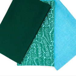 FABRIC KIT: Tutti Frutti Quilt: Kaffe Fassett Collective 'Small Fronds' PWBM098 Turquoise + Bottle + Turquoise Chambray