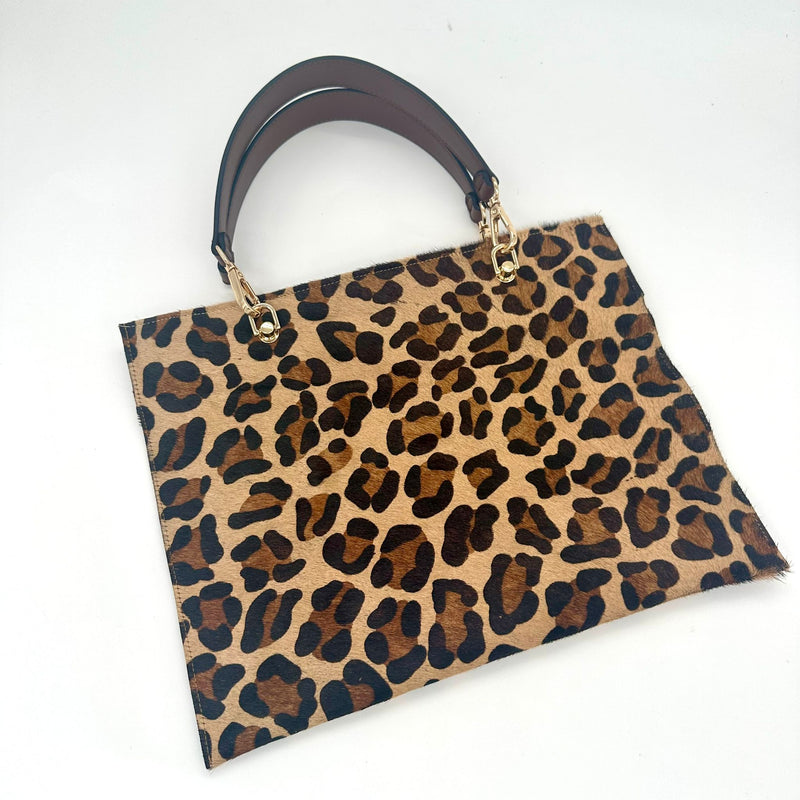 SPECIAL BUY: Premium Top Grain Cowhide Horsehair Fabric: 1.5mm Thick: CLASSIC LEOPARD Print Design