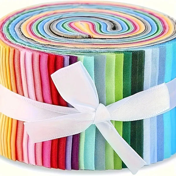 SPECIAL BUY: Fabric Jelly Roll: 40pc: 2.5" wide strips: Rainbow Plains/Solids