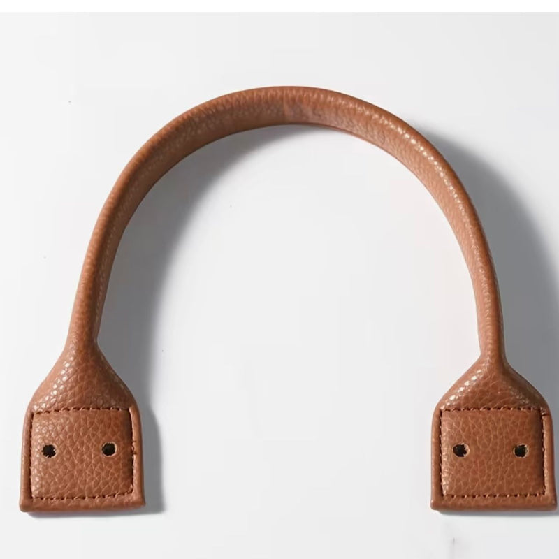 HARDWARE: Square-Ended Faux Leather Bag Handles: 37cm length: 1 Pair: Dark Brown