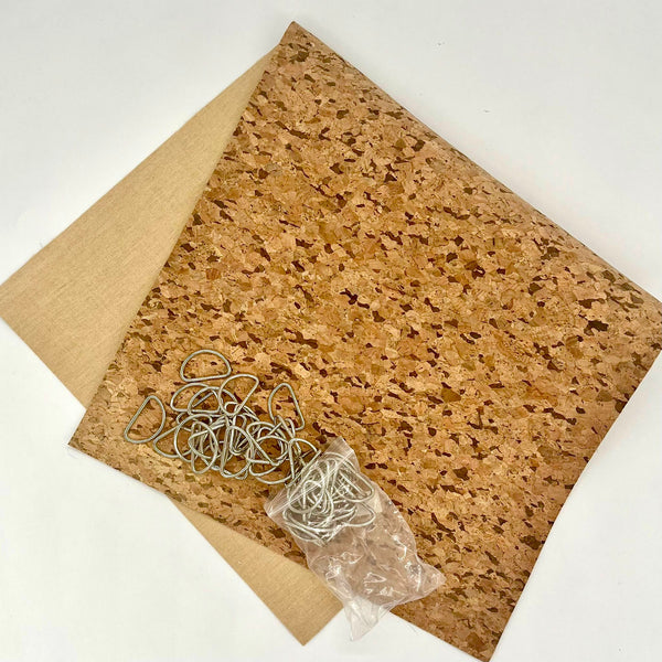 CORK + HARDWARE MEGA DEAL: PRECUT Approx 12" x 24" Piece DARK GRAIN + FREE 30mm D Rings