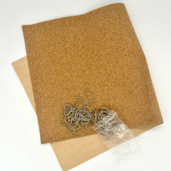 CORK + HARDWARE MEGA DEAL: PRECUT Approx 12" x 24" Piece SMALL GRAIN + FREE 30mm D Rings