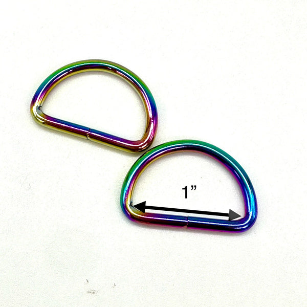 HARDWARE: Pair of 1" D Rings: Rainbow colour