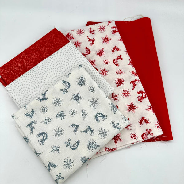 FABRIC KIT: Pie Dish Carrier: Makower | Scandi 'Scatter' Red *CHRISTMAS* option