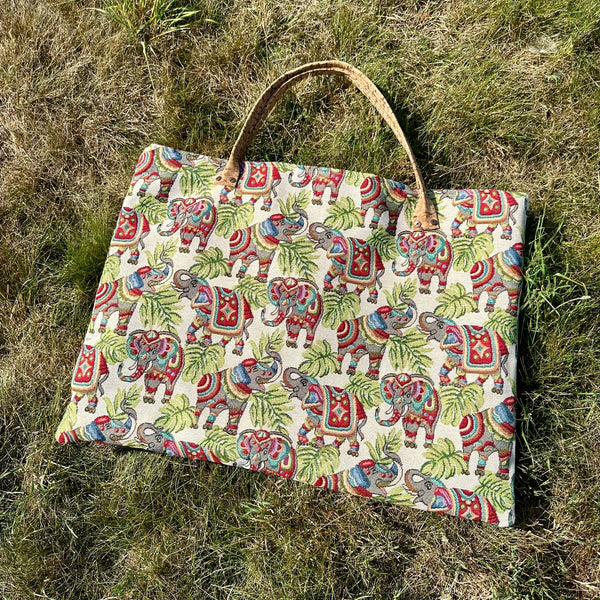 SAMPLE SALE: A12: XL Ruler Bag in 'Indian Elephants' Tapestry
