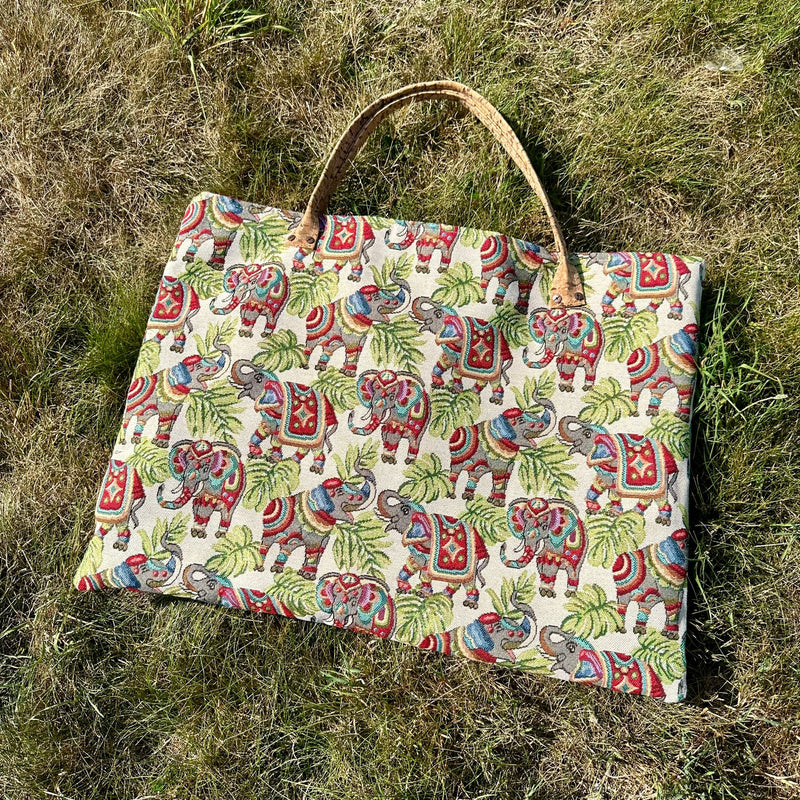SAMPLE SALE: A12: XL Ruler Bag in 'Indian Elephants' Tapestry