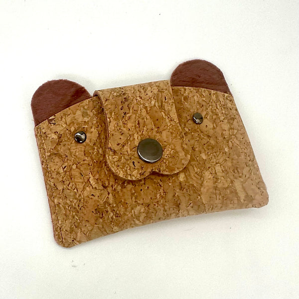 SAMPLE SALE: U12: Bear Wallet (Cork with Pink Velvet)