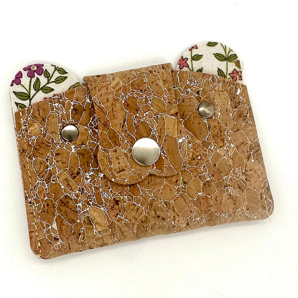 SAMPLE SALE: V12: Bear Wallet (Cork with Liberty)